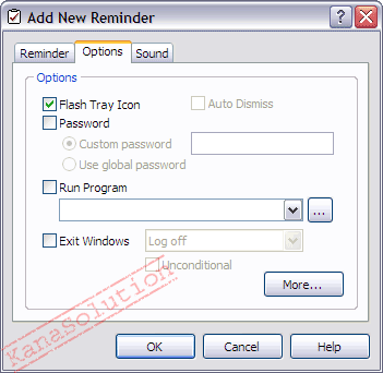 Kana Reminder Add/Edit Option Window