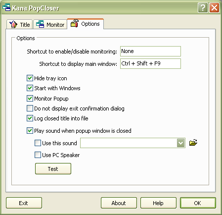 Kana PopCloser Options Page