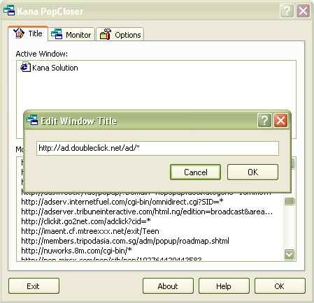 Lists of currently opened window title
