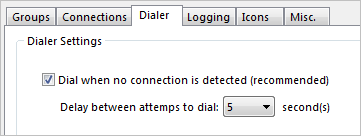 Reconnect dialer settings