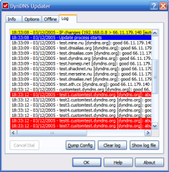 Kana Dynamic IP Updater log window